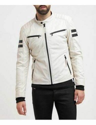 jaket kulit putih asli domba - jaket kulit pria original super