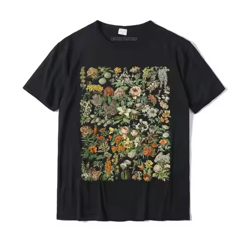 Vintage Inspired Flower Botanical Chart Second Edition T-Shirt Fashion Printed Tops Tees Cotton Tshi