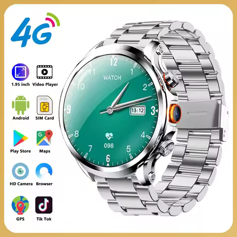 4G Network Smart Watch Google Play Maps 1.95-inch 3D SIM Card Download APP Camera GPS WIFI NFC Call 
