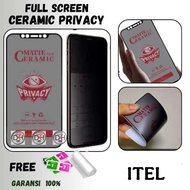 LAYAR TG CERAMIC PRIVACY anti spy anti scratch ITEL A70 S23 SCREEN PROTECTOR RZ ACCESSORIES hp