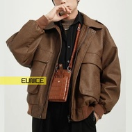 Eunice Jacket Oversize Zip Synthetic Leather Korea - Smlxl