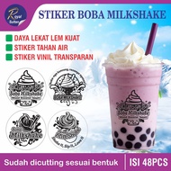 Boba Milk Shake Cup Glass Sticker | Transparent Cup, Bottle, Drink Stickers | MODERN DRINK cup GLASS