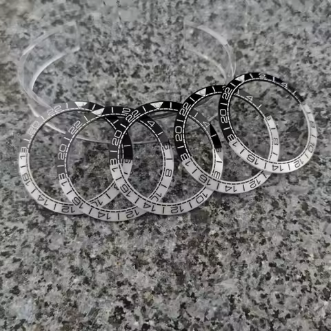 30.7*38*1.6mm Inclined Black White Watch Ceramic Bezel For Seiko SUB GMT NH35/34 Automatic Movement 