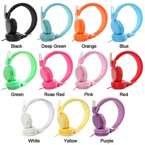 Fashion ABS Wired Ear Headphones 11Colors Wired Stylish Headband Earphones Wired Headphones