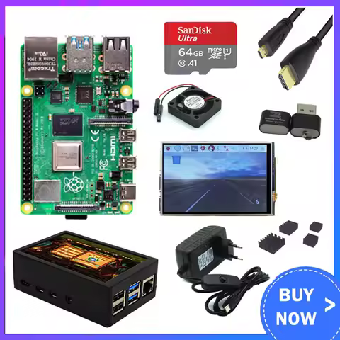 Raspberry Pi 4 Model B 2GB/4GB Kit Board + Power Adapter + Case Box + 32/64GB SD Card + Heatsink for