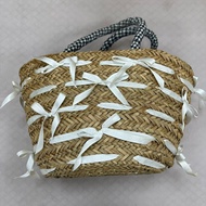 Japanese Bow Knot Woven Bag Picnic Basket Exhibits