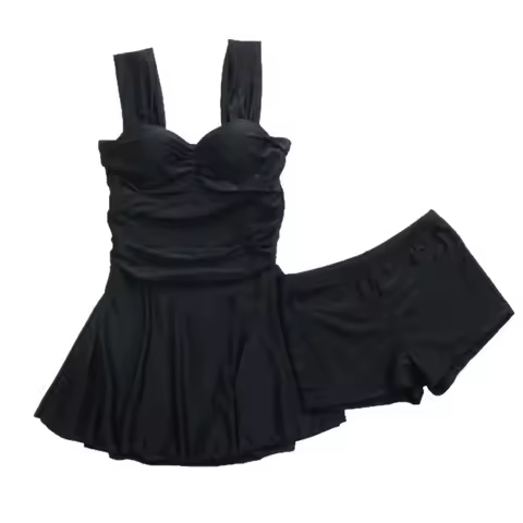 Padded Conservative Swimsuit Gathered Steel Support Belly Cover Swimsuit Svelte Design Thermal Slimm