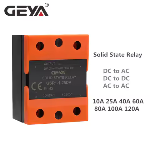 GEYA GSR1-1 Solid State Relay SSR-10DA SSR-25DA SSR-40DA 10A 25A 40A Actually 3-32VDC TO 24-380V AC 