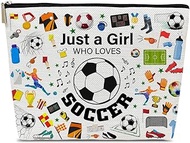 Ythuil Soccer Gifts Makeup Bag, Soccer Gifts for Women Soccer Teams Lovers, Soccer Mom Gifts, Soccer Coach Gifts, Soccer Stuff Accessories, Just a Girl Who Loves Soccer Makeup Cosmetic Bags for Purse,