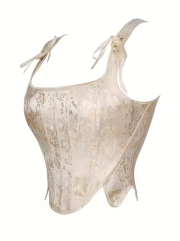 A retro courtstyle gold brocade elegant and fashionable double shoulder strap strapless square neck 