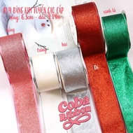 3 meters - 6.3cm wide glitter ribbon used to decorate parties, Christmas, Noel, Xmas, Christmas
