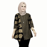 Baju Batik Blus Lawasan Coklat Atasan Wanita | batik atasan wanita terbaru | blouse batik kerja