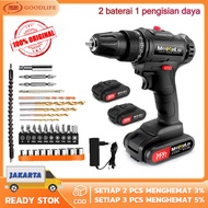 (Dikirim Dari Jakarta)36vf Bor Mesin Elektrik Drill 10mm Set Reversible Mesin Bor Tangan Listrik/mesin bor cas 2 baterai/bor cas murah 2 baterai/bor cordless/bor charger 2 baterai/bor cas murah 2 baterai promo/bor baterai cas