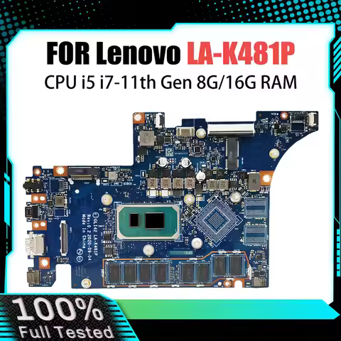 For Lenovo Ideapad 5 Pro-14ITL6 Mainboard LA-K481P Laptop Motherboard With i5-1155 i7-1165 CPU 16G R