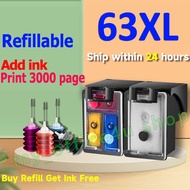 HP 63 ink HP 63XL black HP63 HP63XL refillable ink cartridge compatible for hp 1110 1111 1112 2130 2