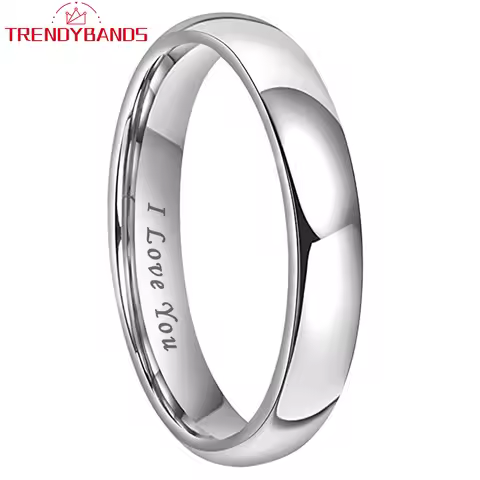Trendyband Tungsten Carbide Wedding Band Engagement Couple's Jewelry 4mm 5mm 6mm 7mm 8mm 10mm I Love