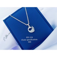 S925 Platinise' Silver "Swan🦢Zirconia Necklace Set"(Set Rantai Leher+Loket) 925銀鍍鉑鑲鋯天鵝吊墜項鏈組 PFS-154