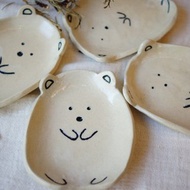 手捏白熊小圓皿 L10cm 醬料碟 漬物碟 小菜碟 碟子 飾物盤