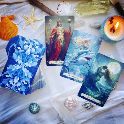2025 New Genuine Original 12x7cm Soul Aesthetic Professional 78 Mermaid Tarot Cards for Beginners wi