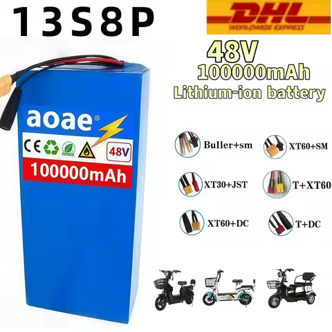 48V 100000mAh 13S8P Battery 2000W Lithium Ion Battery Pack with 50A BMS & Charger
