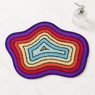 彩色暈眩簇絨浴室地墊有趣的吸水腳墊防滑浴墊居家裝飾禮物