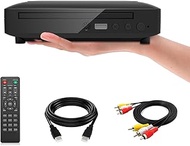 DVD Player for TV, HD DVD/CD Player with HDMI AV Output, Karaoke MIC, and Coaxial Port, USB Input, Built-in PAL NTSC System, All Region Free, HD1080P DVD CD Player, HDMI/AV Cable Included