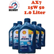 Shell Advance AX7 15W-50 1L /1.0 Liter  4T Engine Oil / Minyak Hitam  Pasaran Malaysia (100% Origina