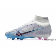 Kasut Bola Sepak Men Nike Air Zoom Mercurial Superfly IX Elite FG Outdoor Kasut Bola Sepak shoes White/Blue