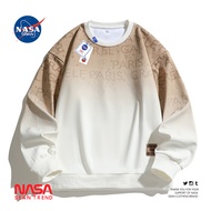 NASA เสื้อสเวตเตอร์คอกลม สำหรับผู้ชายและผู้หญิง เสื้อแขนยาวลำลองอินเทรนด์ใหม่ เสื้อยืดแขนยาวคู่หลวม Oversize สำหรับนักเรียน  NASA joint crewneck hoodie men and women gradual change new trend casual long-sleeved top loose Oversize couple long-sleeved T-shirt students Bean Green M