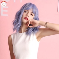 Wig / Rambut Palsu Pendek 14inci Bahan Fiber Warna Ungu Tahan Panas
