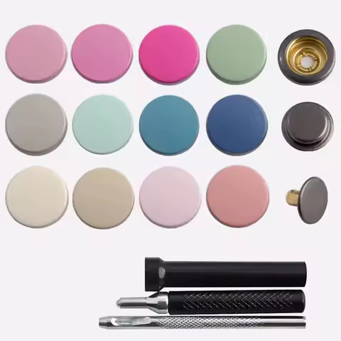 10 Sets Metal Buttons Leather Snap Fasteners 15mm 501 with 1 set tool(3pcs) Color Button No Sewing f