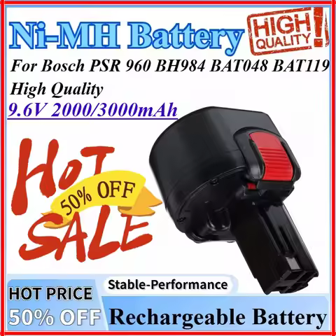 9.6V 2000/3000mAh Power Tools Ni-MH Rechargeable Battery Power Tools Battery For Bosch BAT048 PSR 96