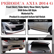 PERODUA AXIA 2014-2016 G D68 DRIVE 68 STYLE FULLSET FRONT SKIRT/SIDE SKIRT(L&amp;R)/REAR SKIRT/SPOILER -(PU GETAH) BODYKIT