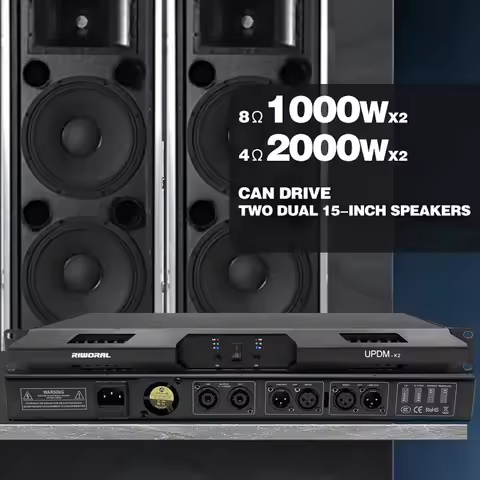Riworal K2 2Channel Power Amplifier 2000W*2 1U Amps Max Professional Power Amp For Line array / DJ S