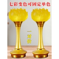 Candle-lit front-lit lanterns, colored glass lotus lamps, long-lasting lamps, household Buddhist lam