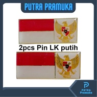 Pin LK Putih 2pcs Resin Kuningan Bendera Garuda Paskibra