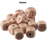HUHNOT Letter Wood Beads, Alphabet Letter Wooden Beads, Necklaces Wooden Star Heart Wood Spacer Bead