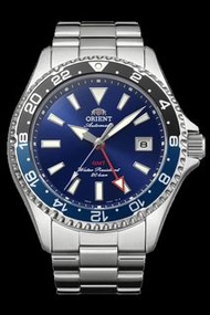 東方錶 ORIENT AUTOMATIC Mechanical Diver Design GMT Series 機械錶 藍寶石抗磨損鏡面 鋼帶 20 ATM 防水 藍色 RA-BC0003L