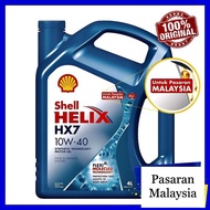 Ready Stock🔥 [Pasaran Malaysia] SHELL HELIX HX7 10W40 4L ENGINE OIL SEMI SYNTHETIC Minyak Hitam Kereta