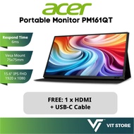 ACER Portable Monitor 15.6" LED PM161QT IPS 1920x1080 60Hz 6ms mini HD MI USB-C Speaker 3Y Touch scr