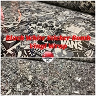 Black White Sticker Bomb Vinyl sticker Wrap -adhesive -stretchable -waterproof -washable