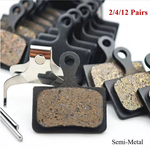 2/4/12Pairs Road Bike Semi-Metal Disc Brake Pads For Shimano XTR M9100, DEORE XT M8110, DURA-ACE R91