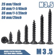 （Fast delivery）1box Wood/Metal Black Screw Wood/Metal 1'-2'inch flat head Screws