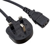 10A 標準電腦火牛線 (1.5米) 0.75mm² EMSD 機電署認可 UK轉C13 熒幕電源線1.5m 10A UK to C13 Power Cable (0.75mm²) PC/Monito