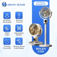 South Ocean wireless Rechargeable Foldable Stand Fan Rmote Control Outdoor With Light desktop fan