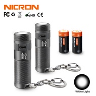 wangqiong1  NICRON มินิไฟฉาย LED Keyfob 3W USB ชาร์จไฟฉายขนาดกะทัดรัดกันน้ำ 3 โหมดบ้านกลางแจ้ง ฯลฯ  