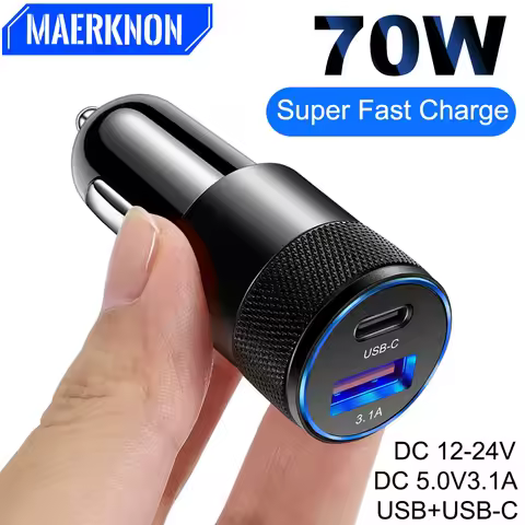 70W PD Car Charger USB Type C Fast Charging Car Phone Charger Adapter for iPhone 15 14 iPad Xiaomi H