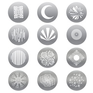 12-Pack Round GOBO Kit, 66mm Metal Plate with Different Patterns Works with Spotlight Attachment and