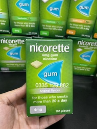 Kẹo Gum cai T.H.U.Ố.C LÁ Nicorette 4mg 105 pieces-Nicorette Chewing Gum 4 mg 105 Pieces (Quit Smokin