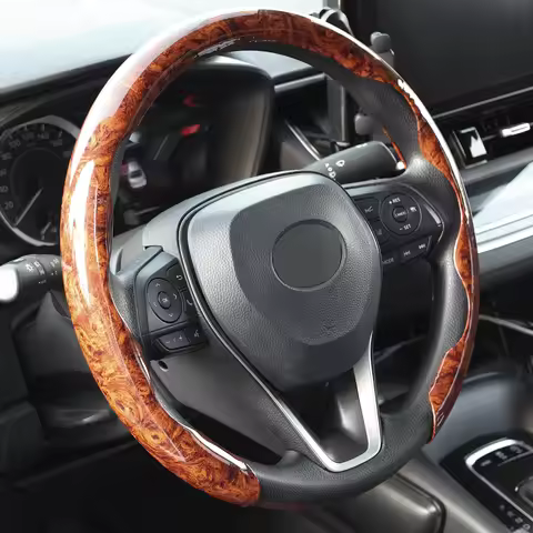 Mahogany Wood Grain Car Steering Wheel Cover 38cm 15Inch For BMW 1 3 5 Series E81 E87 E90 E91 E93 F1